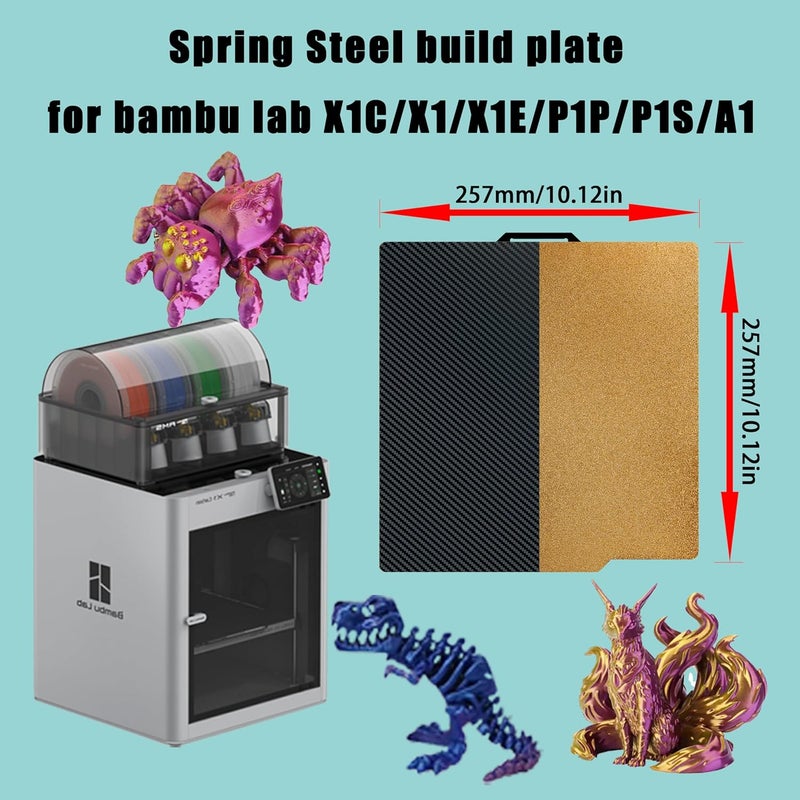 Tiny Trees Build Plate for Bambu Lab P1S A1 X1 X1C X1E P1P P2S: TinytreesSmooth PEI H1H Carbon PET PEO PEY Sheet Bed Plate P1S Build Plate for 3D Printing Hobbyist, 257 X 257mm (Smooth PET+Textured PEI) - Image 3